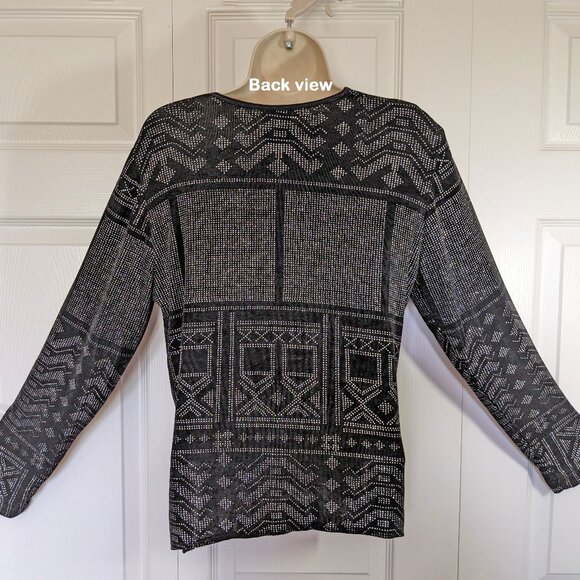 VTG 90's Rabbit Rabbit Rabbit Designs pullover black/silver metallic Top, Sz Med - Picture 7 of 11